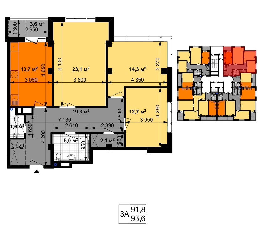 Планировка картиры 3А ЗЕРК. ГРАФИКА